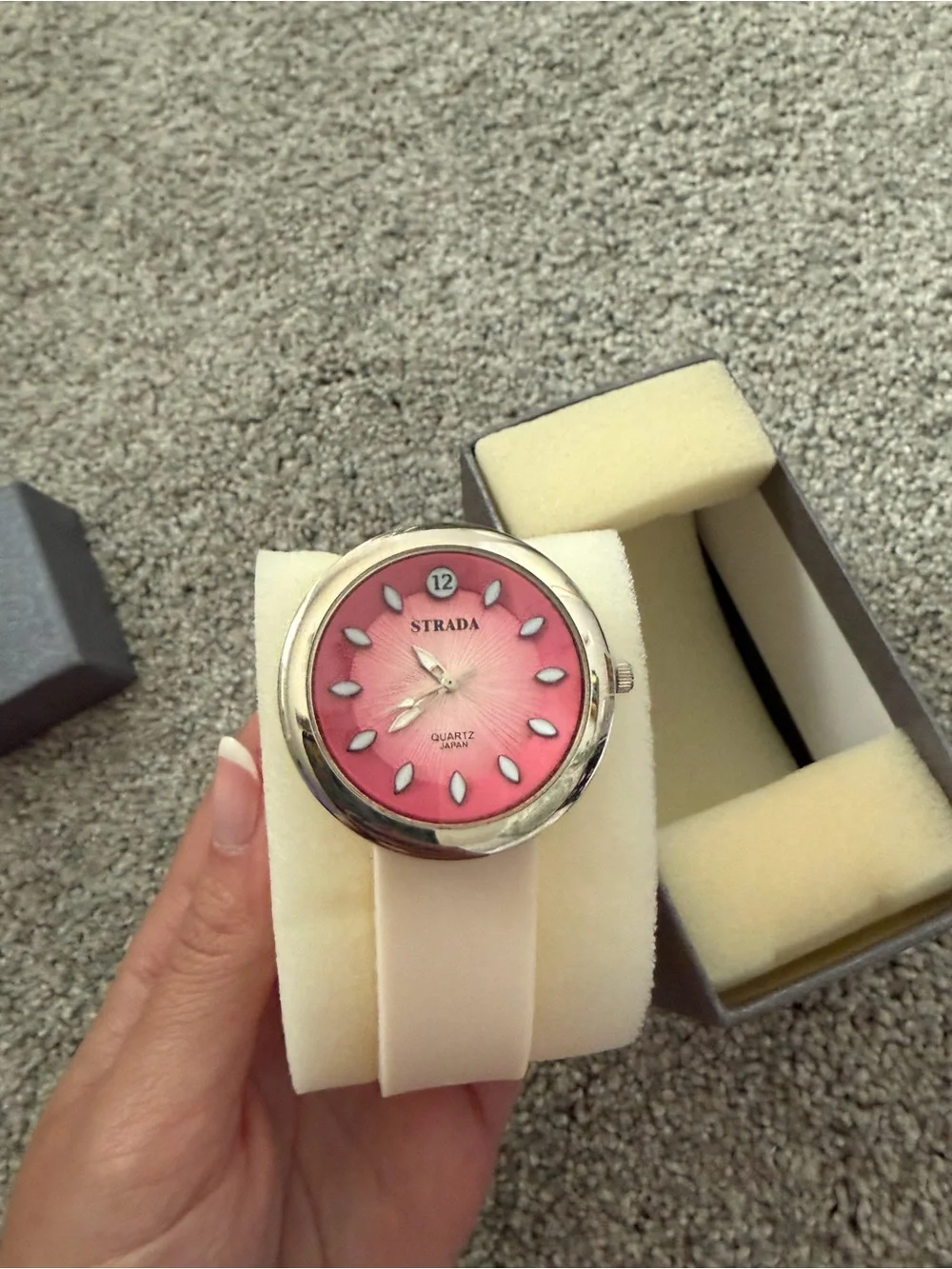 Strada Pink Dial Women's Watch with Cream Strap